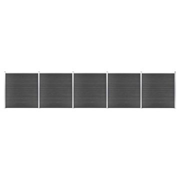 Gossi set de panouri de gard ,wpc , 872x186 cm, negru