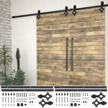 Gossi set feronerie pentru usi glisante, 2 piese,negru, 200 cm, otel