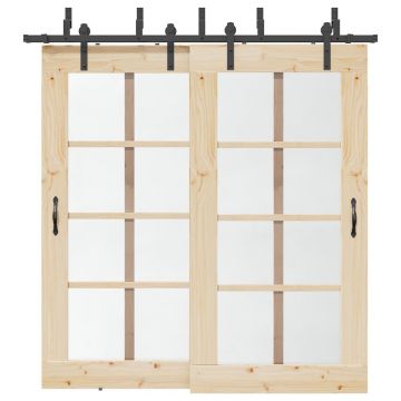 Gossi set feronerie pentru usi glisante, negru, 213,5 cm, otel