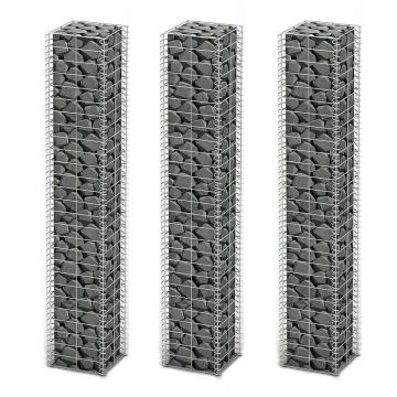 Gossi set gabioane, 3 buc, sarma galvanizata, 25 x 25 x 150 cm