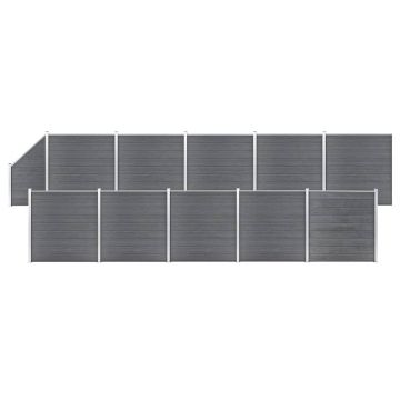 Gossi set gard din wpc, 10 buc. patrate + 1 oblica, 1830x186 cm, gri