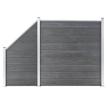 Gossi set panouri gard, 1 patrat + 1 oblic, gri, 273x186 cm, wpc