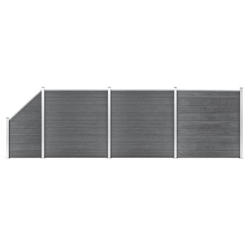 Gossi set panouri gard, 3 patrate + 1 oblic, gri, 619x186 cm, wpc