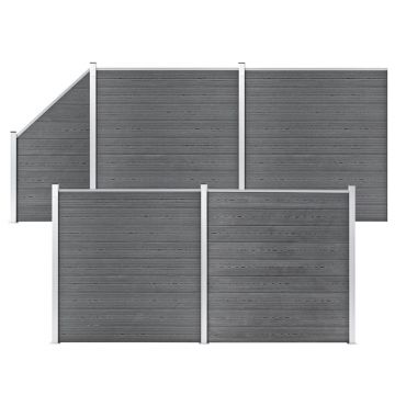 Gossi set panouri gard, 4 patrate + 1 oblic, gri, 792 x 186 cm, wpc