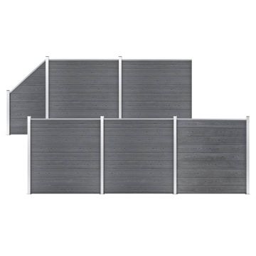 Gossi set panouri gard, 5 patrate + 1 oblic, gri, 965 x 186 cm, wpc
