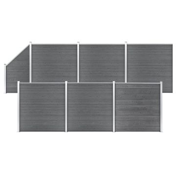 Gossi set panouri gard, 6 patrate + 1 oblic, gri, 1138x186 cm, wpc
