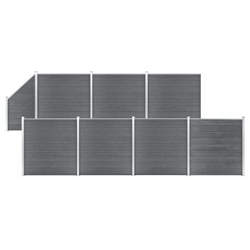Gossi set panouri gard, 7 patrate + 1 oblic, gri, 1311x186 cm, wpc