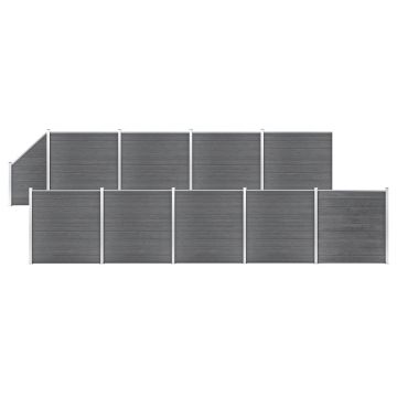 Gossi set panouri gard, 9 patrate + 1 oblic, gri, 1657x186 cm, wpc