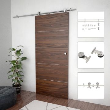 Gossi set piese pentru usa glisanta, argintiu, 183 cm otel inoxidabil