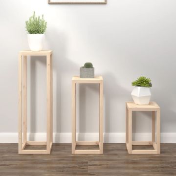 Gossi set suport de plante, 3 piese, lemn masiv de pin