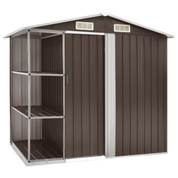 Gossi sopron de gradina cu etajera, maro, 205 x 130 x 183 cm, fier