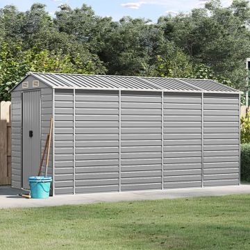 Gossi sopron de gradina, gri deschis, 191x385x198 cm, otel galvanizat