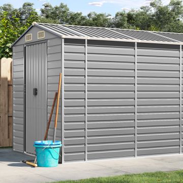 Gossi sopron de gradina, gri deschis, 191x470x198 cm, otel galvanizat