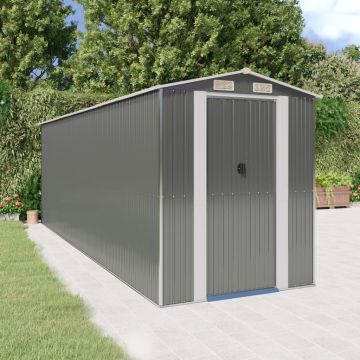 Gossi sopron de gradina, gri deschis, 192x606x223 cm, otel galvanizat