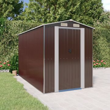 Gossi sopron de gradina, maro inchis, 192x357x223 cm, otel galvanizat