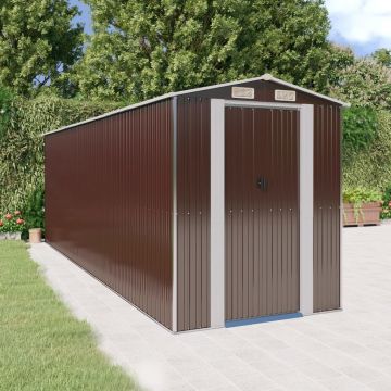 Gossi sopron de gradina, maro inchis, 192x606x223 cm, otel galvanizat
