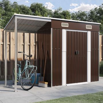 Gossi sopron gradina, acoperis extins, maro, 277x110,5x181 cm, otel