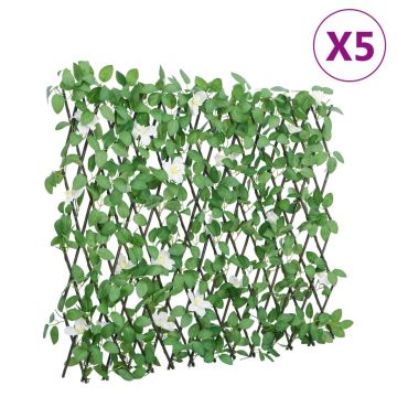 Gossi spalier cu iedera artificiala extensibil 5 buc. verde 186x30 cm
