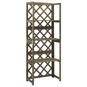 Gossi spalier cu rafturi, gri, 55x30x140 cm, lemn masiv brad