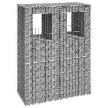 Gossi stalpi cos gabion, 2 buc., 50x50x140 cm, fier