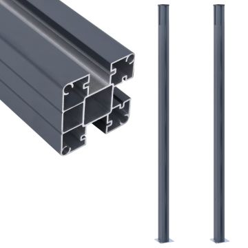 Gossi stalpi de gard, 2 buc., gri inchis, 185 cm, aluminiu