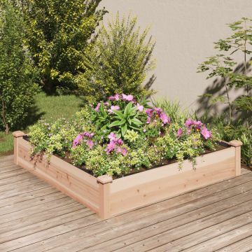Gossi strat de gradina inaltat cu captuseala, 120x120x25 cm lemn brad