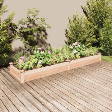 Gossi strat de gradina inaltat cu captuseala, 240x60x25 cm, lemn brad