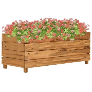 Gossi strat inaltat, 100x40x38 cm, lemn de tec reciclat si otel