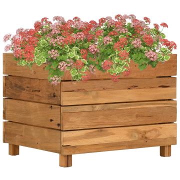 Gossi strat inaltat, 50x40x38 cm, lemn de tec reciclat si otel