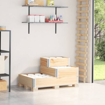 Gossi strat inaltat cu 3 niveluri, 120x80 cm, lemn masiv de pin
