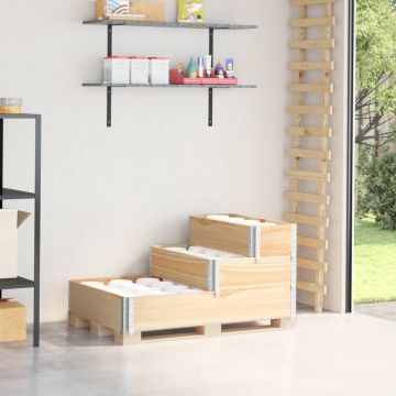 Gossi strat inaltat cu 3 niveluri, 120x80 cm, lemn masiv de pin