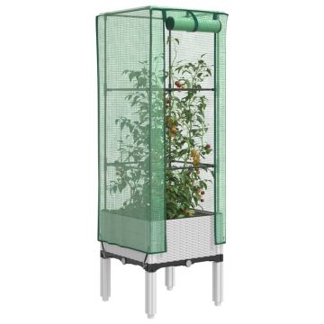 Gossi strat inaltat cu husa de sera, aspect ratan, 40x40x140 cm