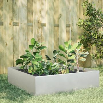 Gossi strat inaltat de gradina, 100x100x25 cm, otel inoxidabil