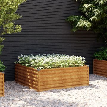 Gossi strat inaltat de gradina, 100x100x36 cm, otel corten