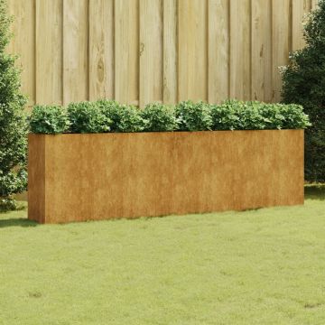 Gossi strat inaltat de gradina, 280x40x80 cm, otel corten