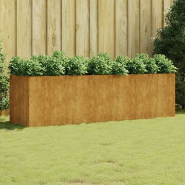Gossi strat inaltat de gradina, 280x80x80 cm, otel corten