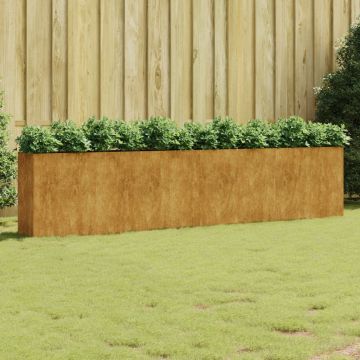 Gossi strat inaltat de gradina, 360x40x80 cm, otel corten
