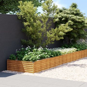 Gossi strat inaltat de gradina, 770x100x36 cm, otel corten