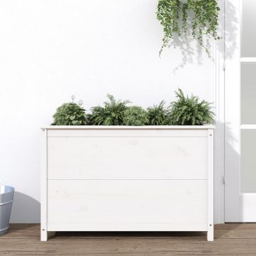 Gossi strat inaltat de gradina, alb, 119,5x40x78 cm, lemn masiv pin