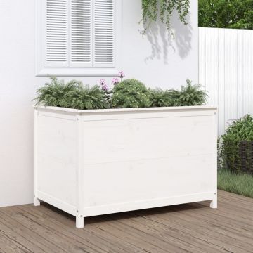 Gossi strat inaltat de gradina, alb, 119,5x82,5x78 cm, lemn masiv pin