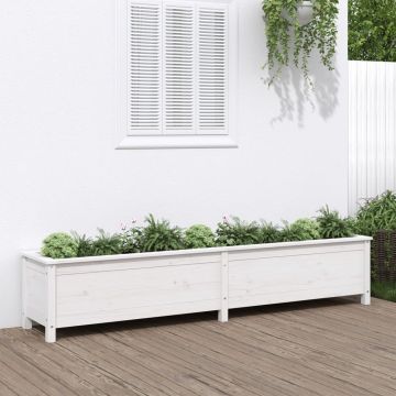 Gossi strat inaltat de gradina, alb, 199,5x40x39 cm, lemn masiv pin