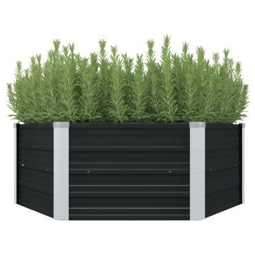 Gossi strat inaltat de gradina antracit 129x129x45 cm otel galvanizat