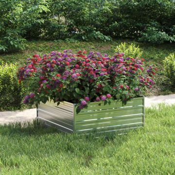 Gossi strat inaltat de gradina argintiu 100x100x45cm otel galvanizat
