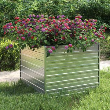 Gossi strat inaltat de gradina argintiu 100x100x77cm otel galvanizat