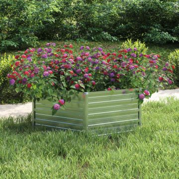 Gossi strat inaltat de gradina, argintiu, 129x45 cm, otel galvanizat
