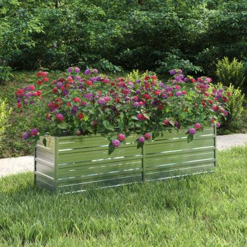 Gossi strat inaltat de gradina argintiu 160x40x45 cm otel galvanizat