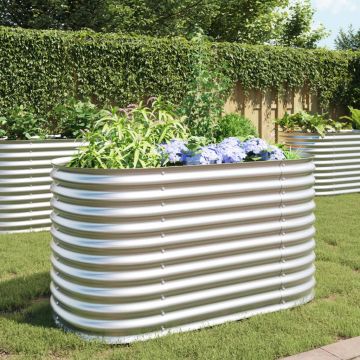 Gossi strat inaltat de gradina, argintiu 160x80x81cm otel galvanizat