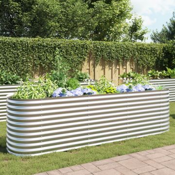 Gossi strat inaltat de gradina argintiu 320x80x81 cm otel galvanizat