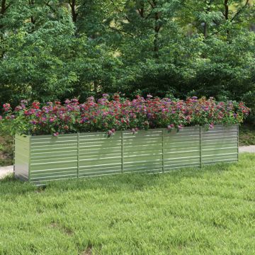 Gossi strat inaltat de gradina argintiu 400x80x77 cm otel galvanizat