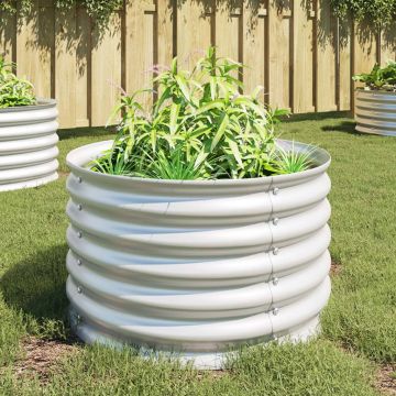Gossi strat inaltat de gradina, argintiu, 80x80x44 cm otel galvanizat